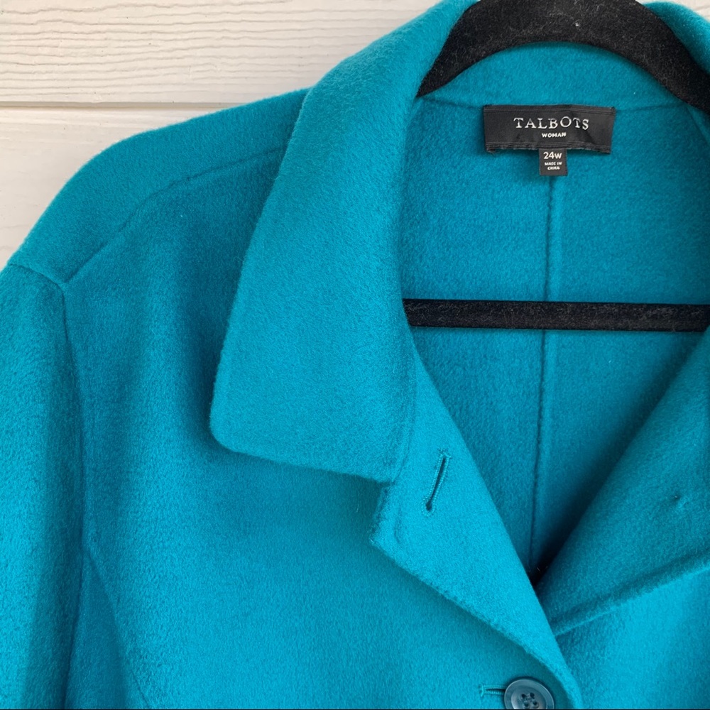 Talbots Teal Turquoise Wool Jacket Size 24 W
